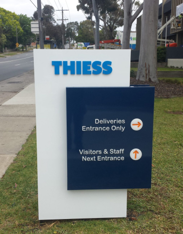 Thiess entrance pylon sign