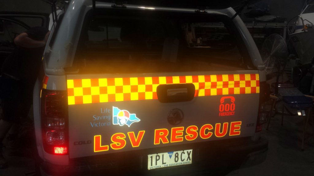 Life Saving Vic Reflective Vehicle tailgate