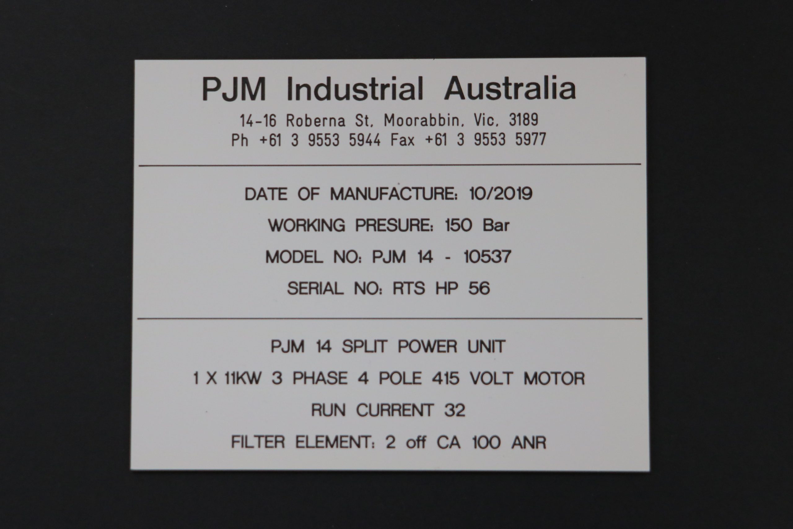PJM laser engraved