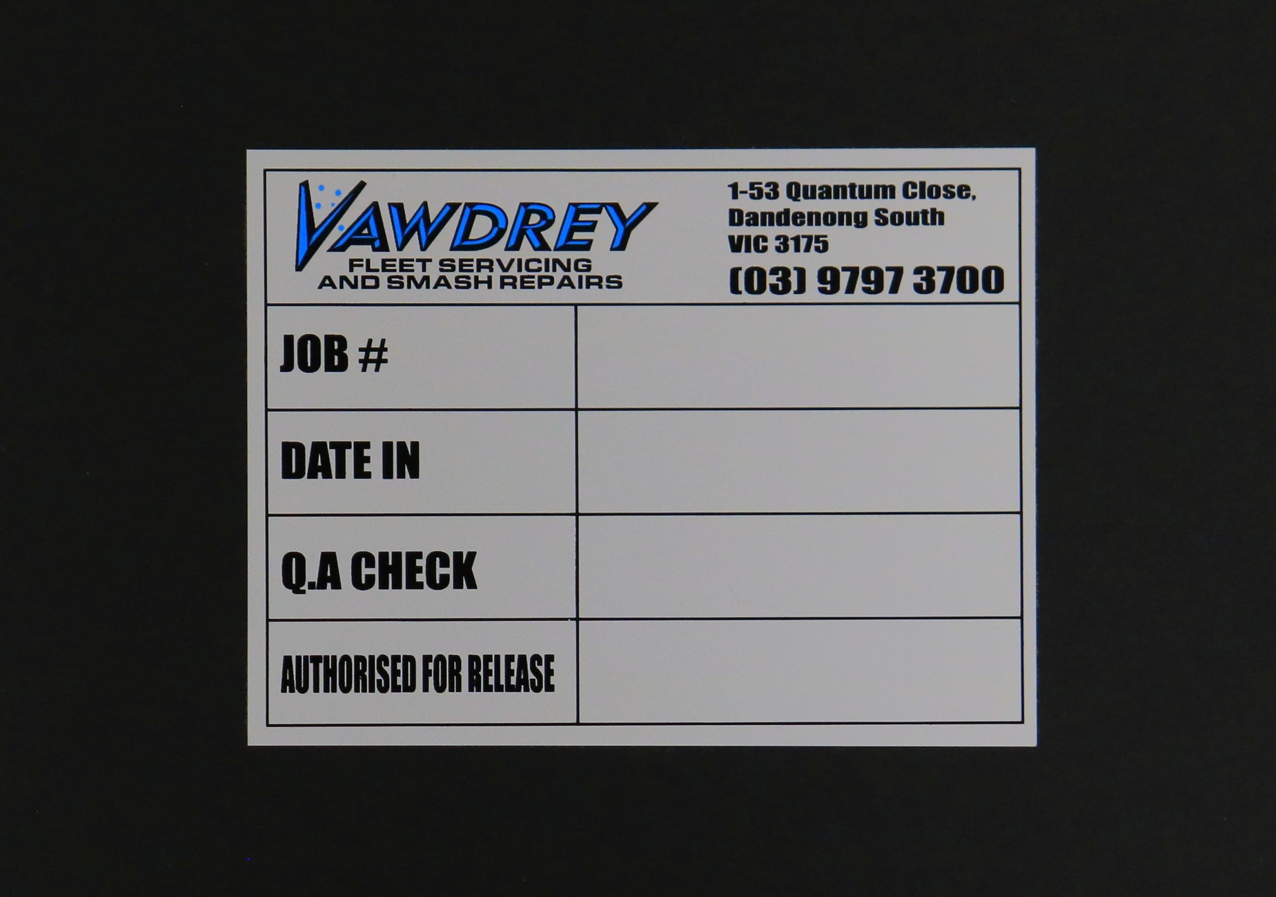 Screen printed Vawdrey sticker